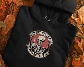 Sudadera unisex con capucha para amantes del café, ideal para regalar en Halloween, con diseño de calavera y divertida sudadera con capucha para amantes del terror.
