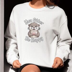 Cute Animal Sweatshirt, Cute Gift, Cozy Pullover, Fun Apparel, Animal Lover Sweatshirt, Birthday Gift, Otter Design, Playful Graphic