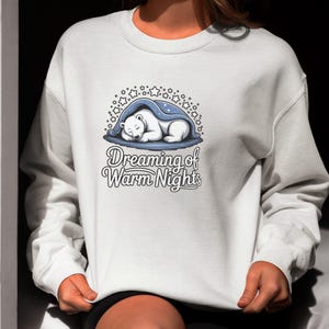 Sleeping Polar Bear Dreaming of Warm Nights sweatshirt | Cozy Arctic Animal design