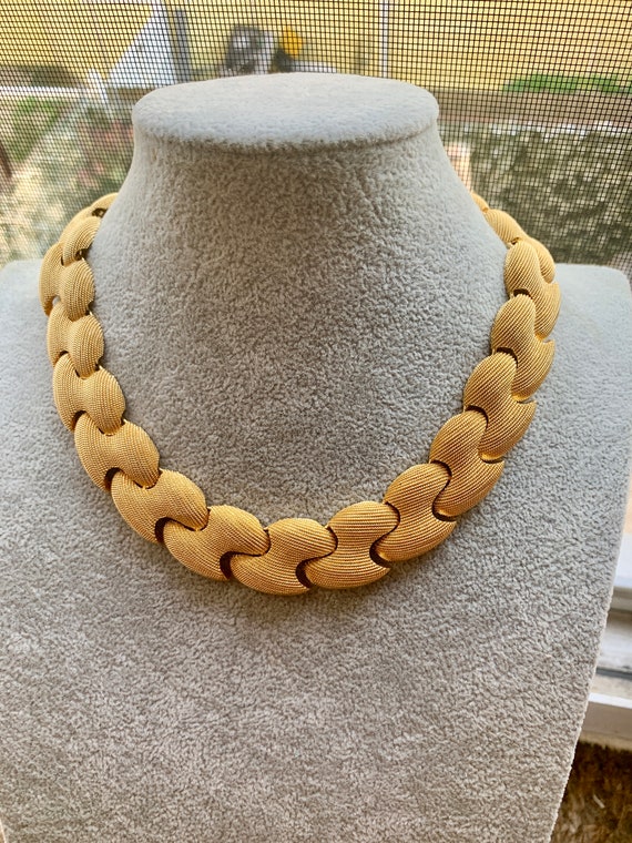 80's Park Lane Gold Necklace Choker - Heavy Gold … - image 9
