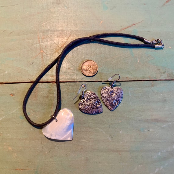 Heart Jewelry Mother of Pearl Heart & Silver Tone… - image 3