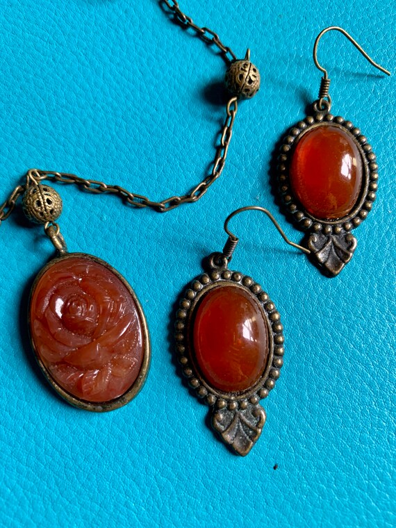 Vintage Victorian Style - Faux Carnelian Floral P… - image 2