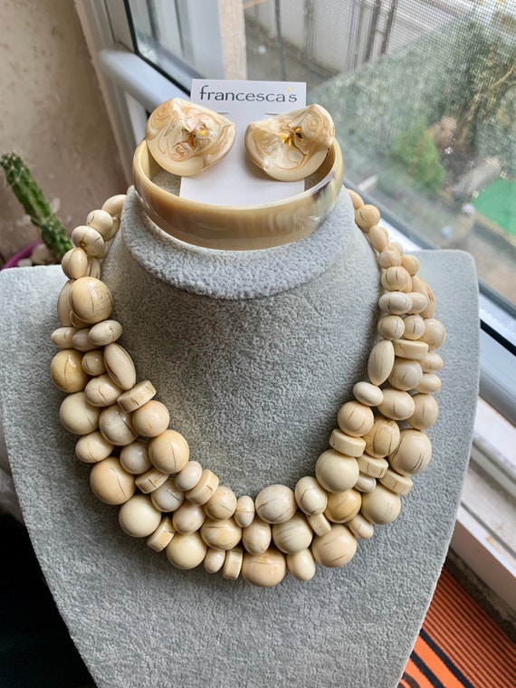 90 s RJ Graziano Jewelry Lot 3 Strand Bib Necklace Signed Graziano