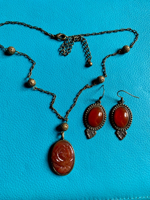 Vintage Victorian Style - Faux Carnelian Floral P… - image 7