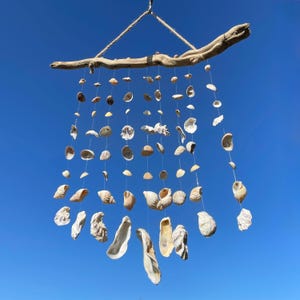 Rustic Sea Shell Wind Chime Mobile ~ Natural ~ Twisted Drift Wood ~ Garden Home Decoration ~ Beach Seaside Nautical Theme
