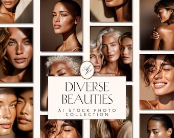 Natural Beauty AI Image Collection | 150 Diverse Women Stock Photo | Aesthetic Skincare Stock Photos | Beauty AI Images | ai Photos Woman.