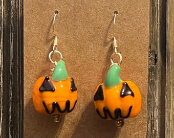 Halloween Jack o Lantern Pumpkin Earrings