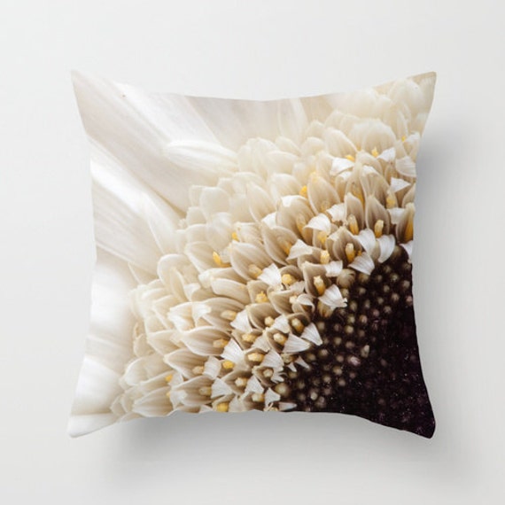 Floral Pillow Cover Ivory Throw Cushion daisy home decor decorative pillow
