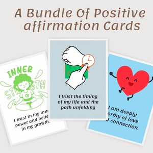 Printable Affirmation Cards Bundle – Daily Positive Self-Love - Motivation Quotes – Digital Mental Health & Mindfulness Cards