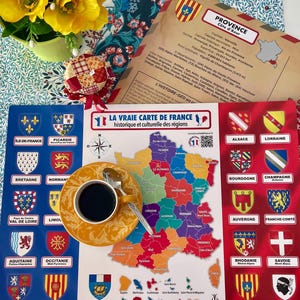 Sous-mains, collection complète des 21 régions de France, un cadeau économique et ludique utilisable en poster, à l'occasion en set de table