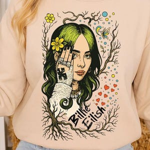 Camiseta de Billie Eilish: Arte digital SVG y PNG / Diseño de camiseta de estrella del pop / Descarga para amantes de la música