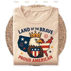 Land des mutigen stolzen amerikanischen Adlers SVG | Juli 4th USA Map Shirt Design | Vaterländischer Digitaler Download png eps pdf ai | 2025 neue Hemden