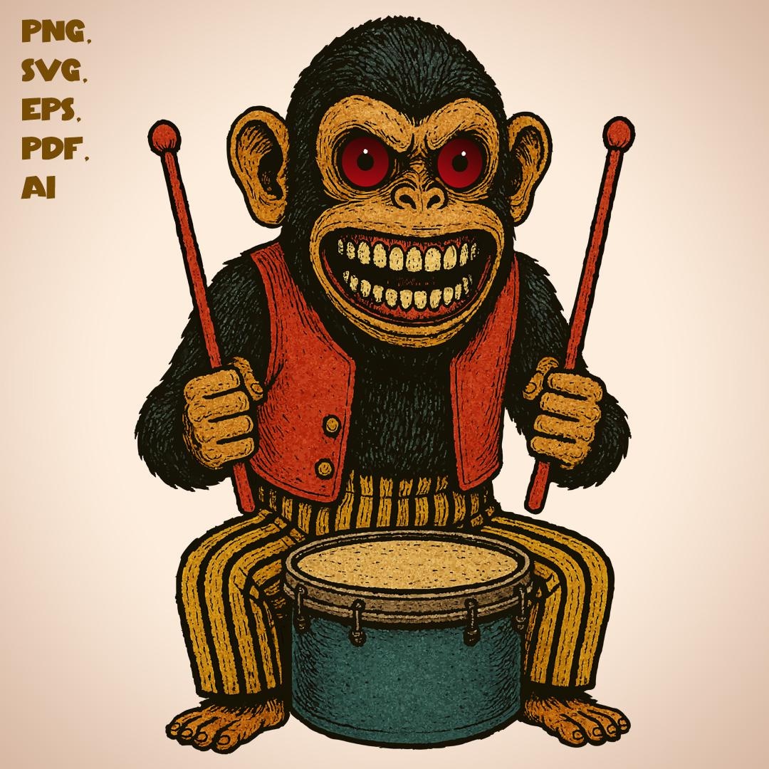 Creepy Circus Monkey Art: Vintage Horror Illustration