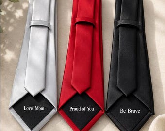 Custom Secret Message Tie – Personalized Hidden Note Necktie – Gift for Groom, Dad, Son, Graduate