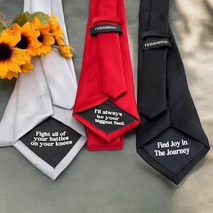 Custom Secret Message Tie – Personalized Hidden Note Necktie – Gift for Groom, Dad, Son, Graduate
