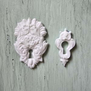 Resin Furniture Applique Vintage Antique Keyhole Molds Set of 2 Shabby Chic Furniture Appliques
