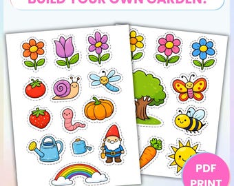 Garden Cut & Paste Activity Printable | Toddler Scissor Skills | Fine Motor Worksheet | Montessori Kids Learning