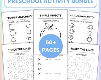 50 Pages Fine Motor Skills Workbook PDF | Preschool Tracing, Cutting & Matching Activities