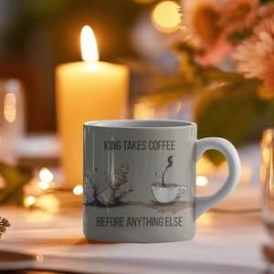 King Takes Coffee Funny Chess Mug  - Chess Lover Gift, Chess Player Humour, Gift for Chess Enthusiast, Cosy Drinkware