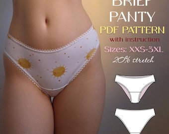 Brief Panty Sewing Pattern: Anatomical Gusset, Photo Tutorial (PDF Pattern)