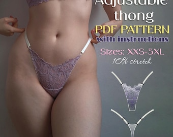 Adjustable Thong Panties Sewing Pattern – DIY Lingerie Template with Instructions