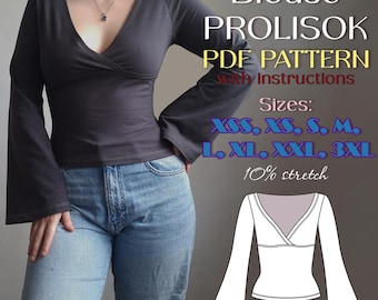 PROLISOK Slim-Fit Blouse Sewing Pattern, Women’s Fitted Top, Photo Tutorial (PDF Pattern)