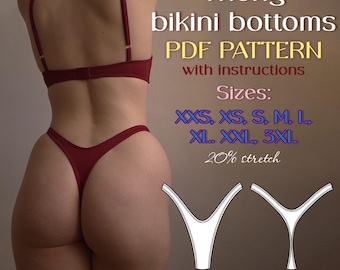High Waist Thong Bikini Bottom Sewing Pattern PDF + Photo Tutorial