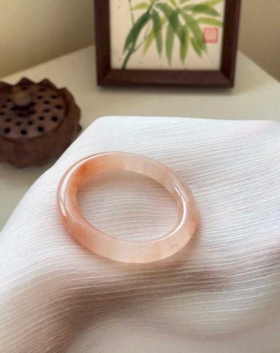 Natural!!!! Red & White Jadeite Bangle Bracelet  50-66mm | Handmade Chinese Jade Jewelry