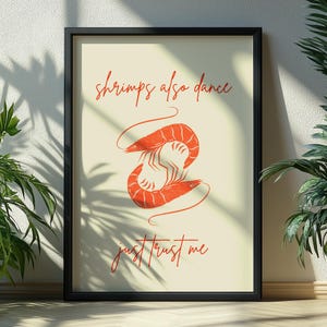 Shrimp Poster – Funny Kitchen Wall Art, Vegan Seafood Decor, Gift for Shrimp Lover, Quirky Digital Art Print, Seafood Wall Art, Shrimp Decor