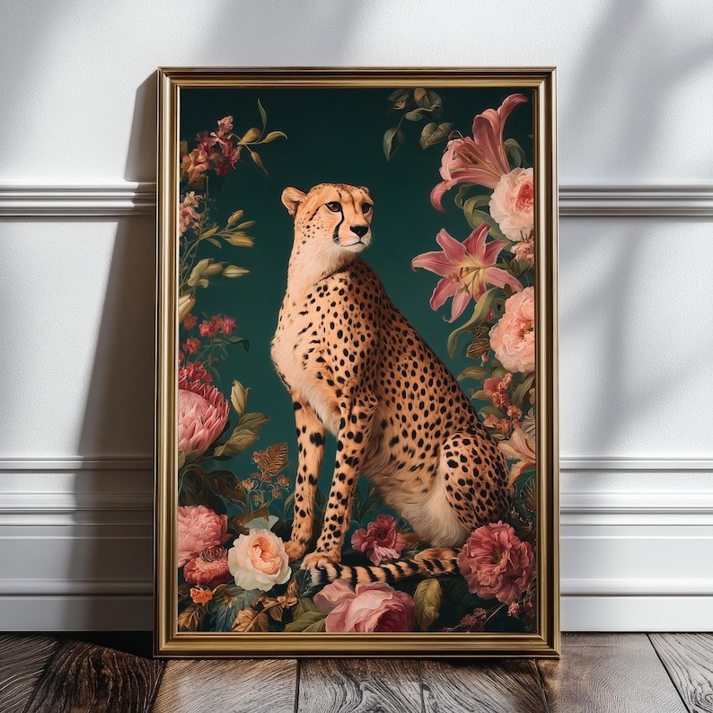 Floral Cheetah Print – Eclectic Maximalist Glam Wall Art (digital ...