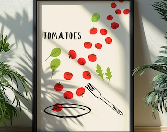 Minimalist Tomato Kitchen Print: Rustic Mediterranean Foodie Wall Art (Digital Download)