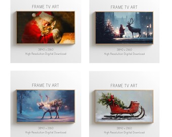 Vintage Christmas TV Art Set, Holiday Samsung Frame TV (Digital Download