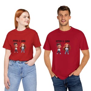 Camiseta de casal de amigos de desenho animado personalizável, camiseta engraçada personalizada, presente para melhor amigo, blusa gráfica combinando, camiseta com design personalizado