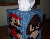 Pattern, Needlepoint, Plastic Canvas, Super Mario Brothers Tissue Box Holder, Printable PDF, Instant Download