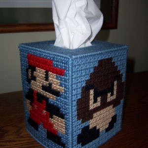 Pattern, Needlepoint, Plastic Canvas, Super Mario Brothers Tissue Box Holder, Printable PDF, Instant Download