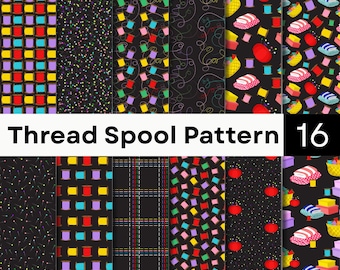 Sewing Thread Pattern | Colorful Spool Digital Paper | Tailoring Craft Seamless Print