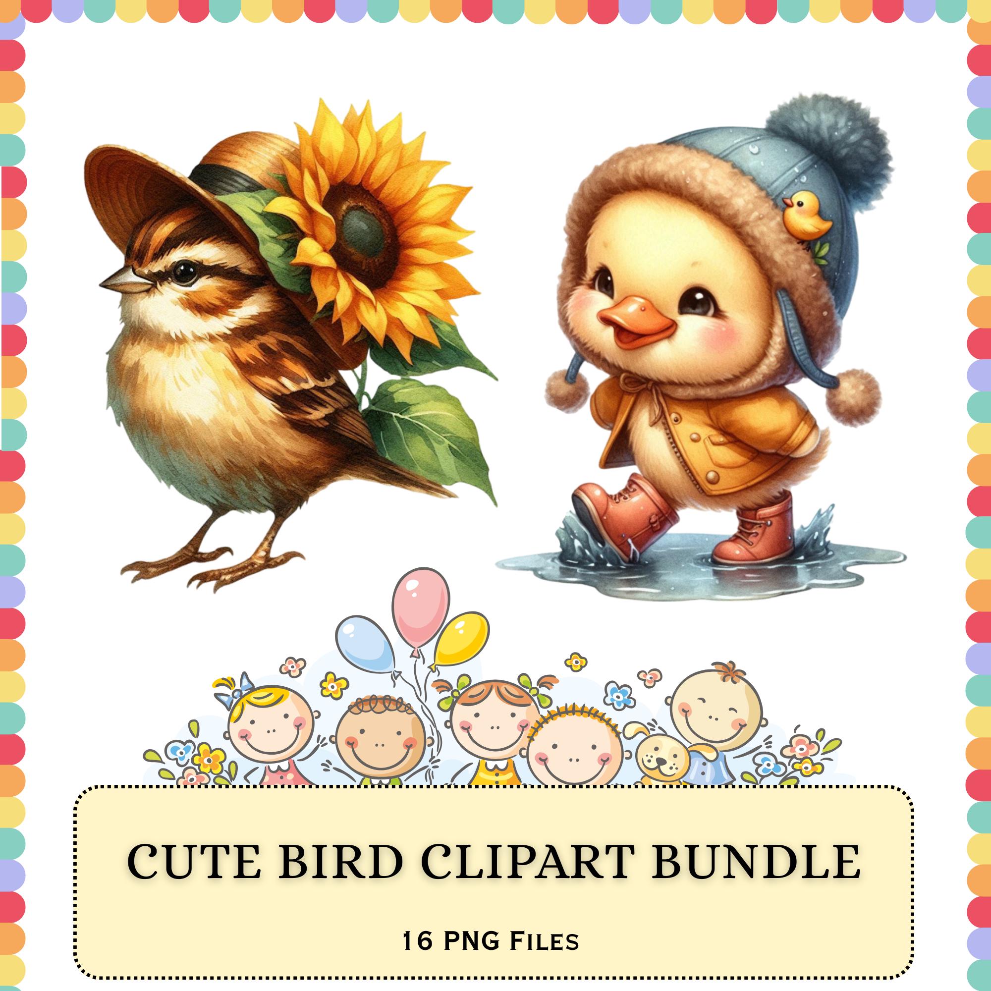 Bird PNG Bundle | Kawaii Owl Toucan Chick Cartoon | Sublimation Clipart Graphics Design Pack