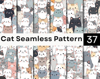Katze Musterdesign | Kätzchen Digitales Papier | Tierliebhaber Hintergründe