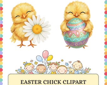 Easter Chick PNG Bundle | Baby Chicken Spring Egg Cartoon | Sublimation Clipart Graphics Design Pack