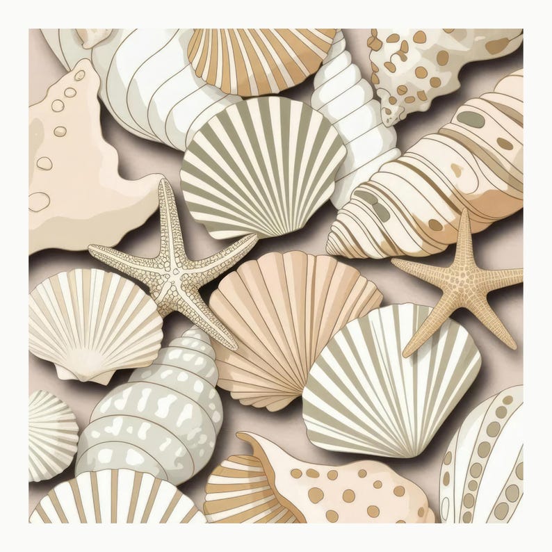 Seeshell Pattern Seashell Pattern Bundle | Coastal Ocean Seamless | Beach Digital Paper ...