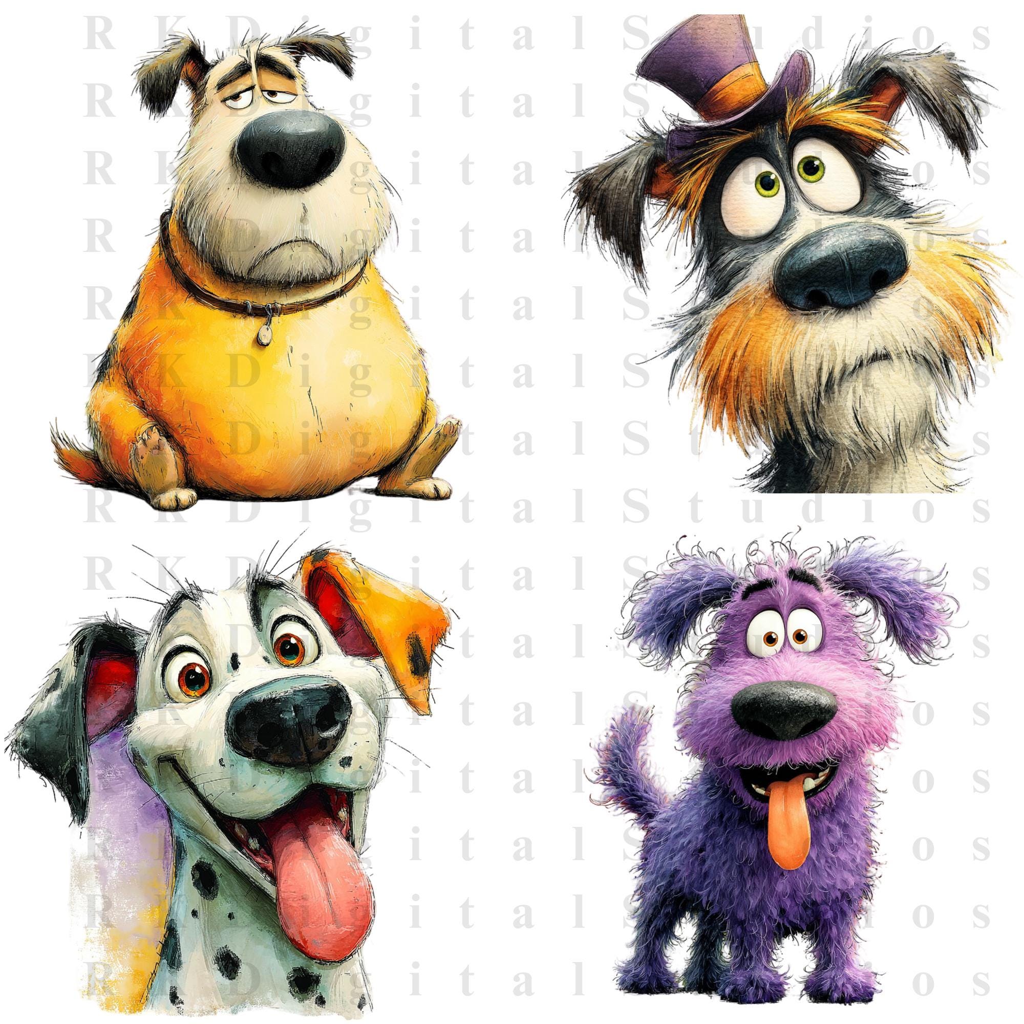 Funny Dog Clipart Bundle | Cartoon Puppy PNG Pack | Playful Pet ...