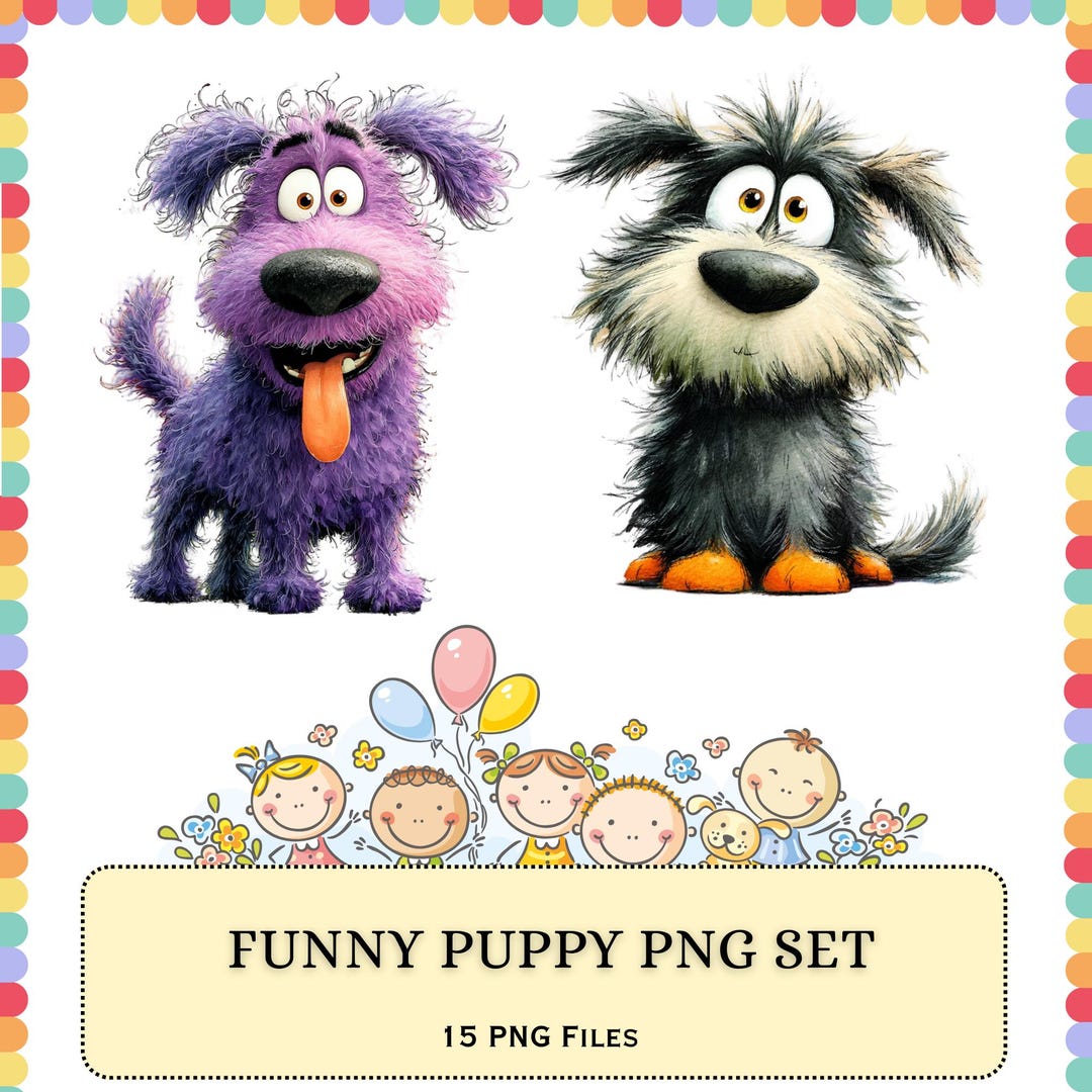 Funny Dog Clipart Bundle | Cartoon Puppy PNG Pack | Playful Pet ...