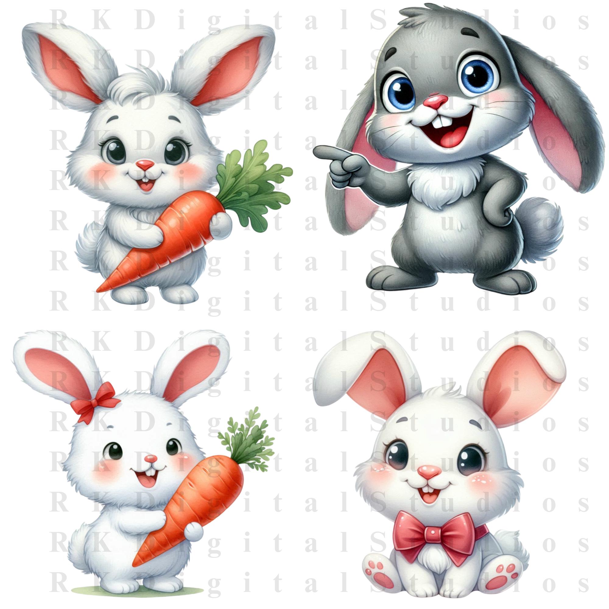 Easter Bunny PNG Bundle | Rabbit Cartoon Egg Basket | Sublimation ...