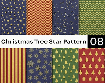 Christmas Seamless Pattern Bundle | Holiday Tree Star Backgrounds | Festive Digital Pattern Design
