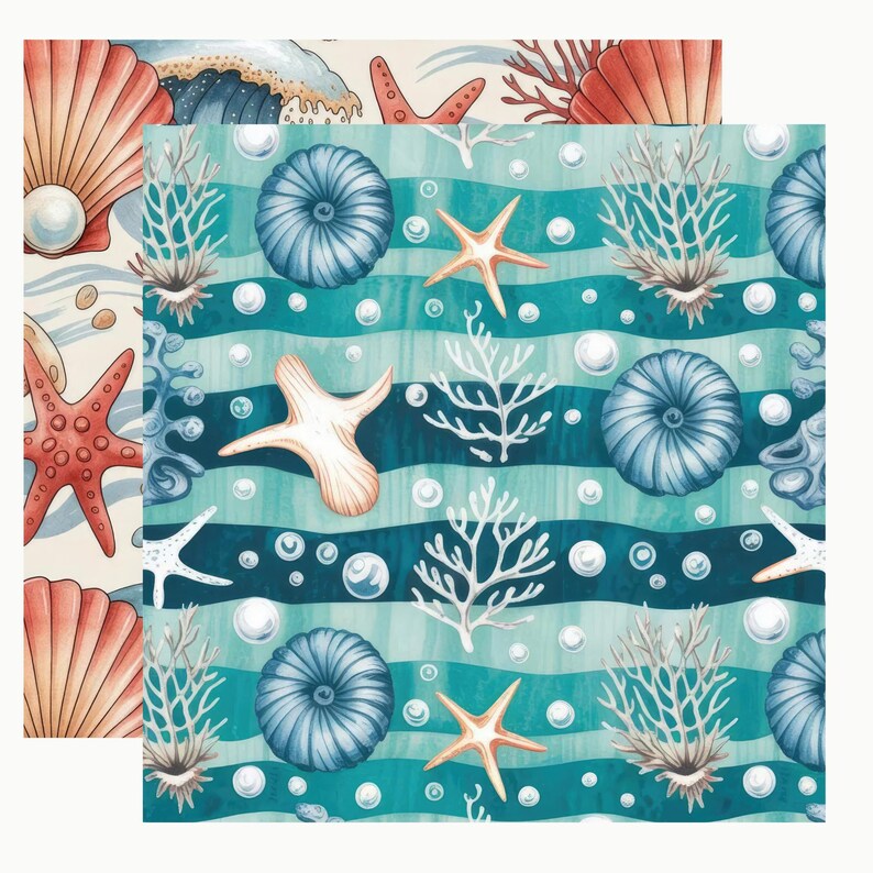 Seeshell Pattern Seashell Pattern Bundle | Coastal Ocean Seamless | Beach Digital Paper ...