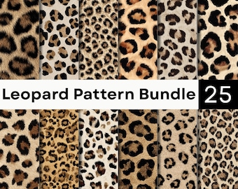 Leopard Pattern Bundle | Cheetah Animal Print Seamless Background | Fashion Digital Paper PNG