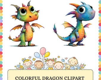 Dragon PNG Bundle | Fantasy Baby Cartoon Dragons | Sublimation Clipart Graphics Design Pack