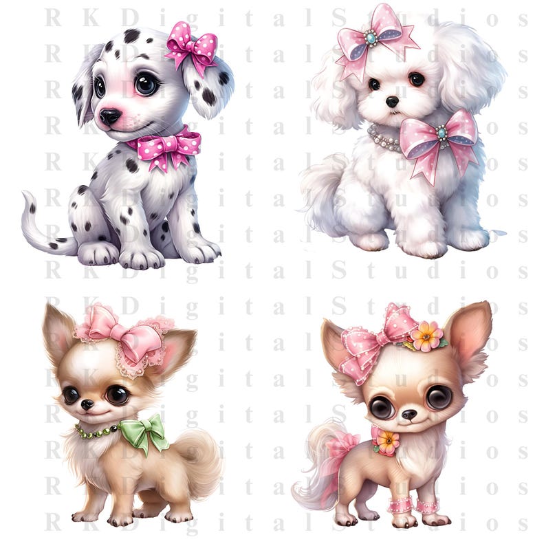 Dog PNG Bundle | Puppy Floral Bow Girly Pet | Sublimation Clipart ...
