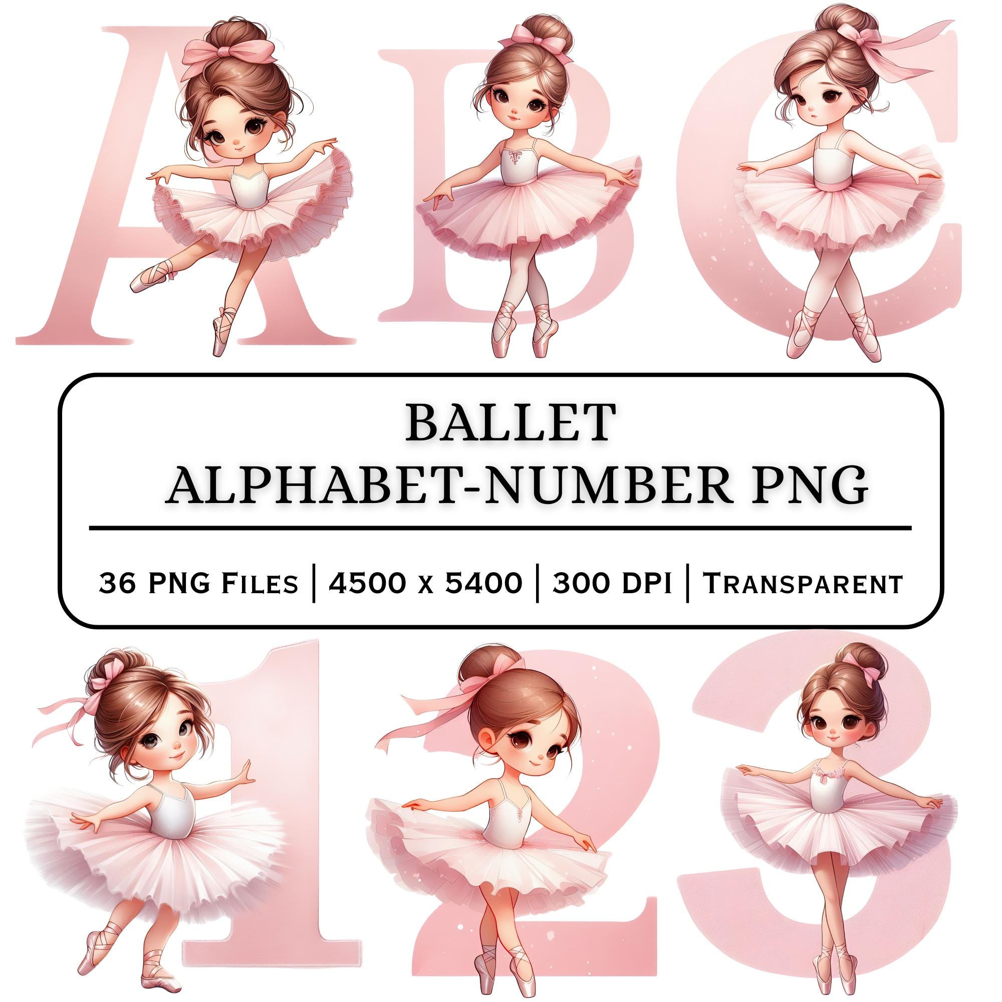 Ballet Alphabet PNG A–Z With 0–9 | Ballerina Letters | Digital Download ...