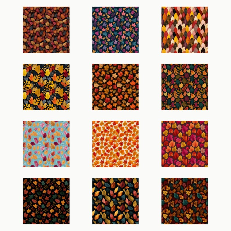 Fall Foliage Seamless Pattern | Autumn Leaves Digital Paper | Rich ...